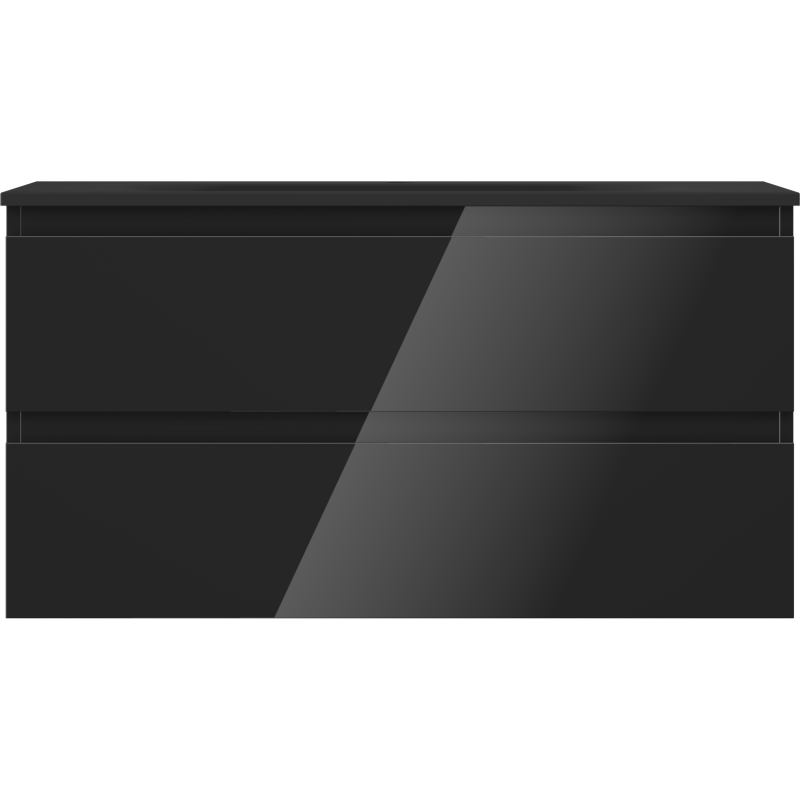 Mexen Orio kúpeľňová skrinka 90 cm s umývadlom Vela, 2 zásuvky, čierny lesk/čierny mat - 91A10-09047-2-BFF70-W23M71