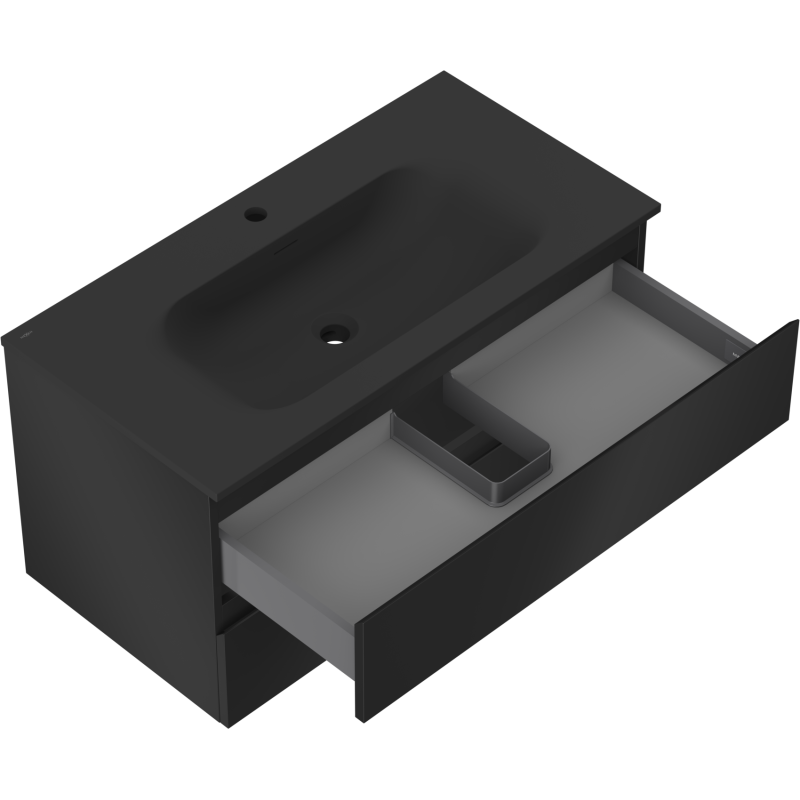 Mexen Orio kúpeľňová skrinka 90 cm s umývadlom Vela, 2 zásuvky, čierna mat - 91A10-09047-2-BFF71-W23M71