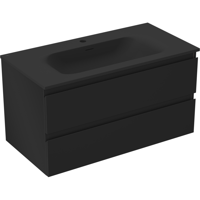 Mexen Orio kúpeľňová skrinka 90 cm s umývadlom Vela, 2 zásuvky, čierna mat - 91A10-09047-2-BFF71-W23M71