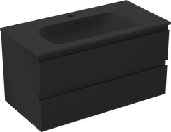Mexen Orio kúpeľňová skrinka 90 cm s umývadlom Vela, 2 zásuvky, čierna mat - 91A10-09047-2-BFF71-W23M71