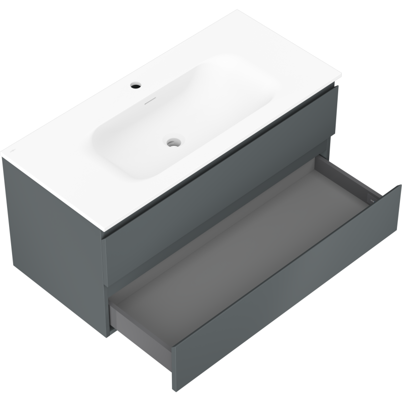 Mexen Orio kúpeľňová skrinka 100 cm s umývadlom Vela, 2 zásuvky, grafitová matná/biela matná - 91A10-10047-2-BFF66-W23M01