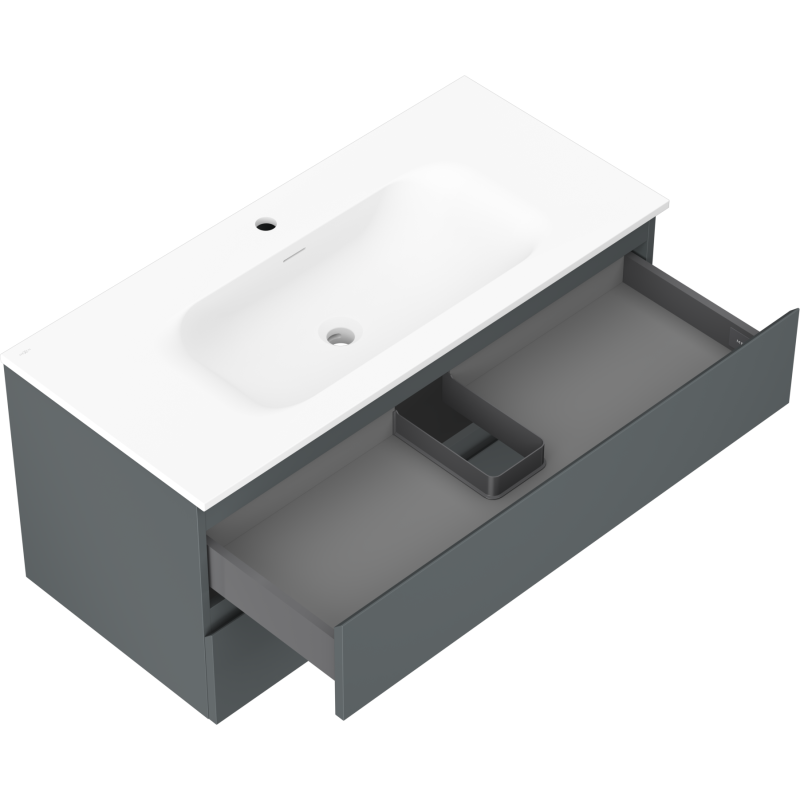 Mexen Orio kúpeľňová skrinka 100 cm s umývadlom Vela, 2 zásuvky, grafitová matná/biela matná - 91A10-10047-2-BFF66-W23M01