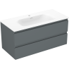 Mexen Orio kúpeľňová skrinka 100 cm s umývadlom Vela, 2 zásuvky, grafitová matná/biela matná - 91A10-10047-2-BFF66-W23M01