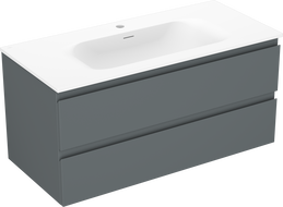 Mexen Orio kúpeľňová skrinka 100 cm s umývadlom Vela, 2 zásuvky, grafitová matná/biela matná - 91A10-10047-2-BFF66-W23M01