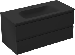 Mexen Orio kúpeľňová skrinka 100 cm s umývadlom Vela, 2 zásuvky, čierna matná - 91A10-10047-2-BFF71-W23M71