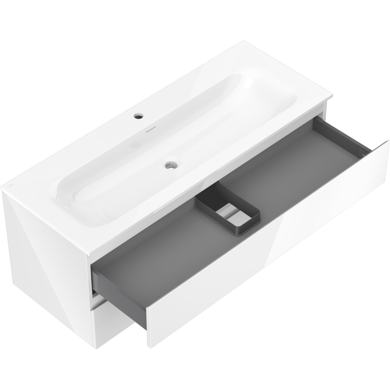 Mexen Orio kúpeľňová skrinka 120 cm s umývadlom Vela, 2 zásuvky, biely lesk - 91A10-12047-2-BFF00-W23M00