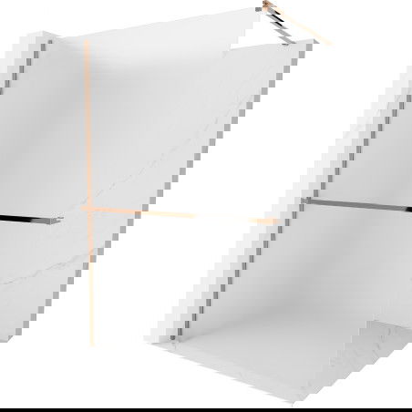 Mexen Kioto+ sprchová stena s poličkou a lištou 100 x 200 cm, inovať 8 mm, zlatoružová - 800-100-121-60-30