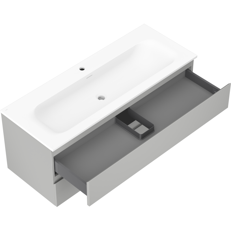 Mexen Orio kúpeľňová skrinka 120 cm s umývadlom Vela, 2 zásuvky, sivá matná/biela matná - 91A10-12047-2-BFF62-W23M01