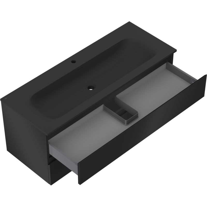 Mexen Orio kúpeľňová skrinka 120 cm s umývadlom Vela, 2 zásuvky, čierna mat - 91A10-12047-2-BFF71-W23M71