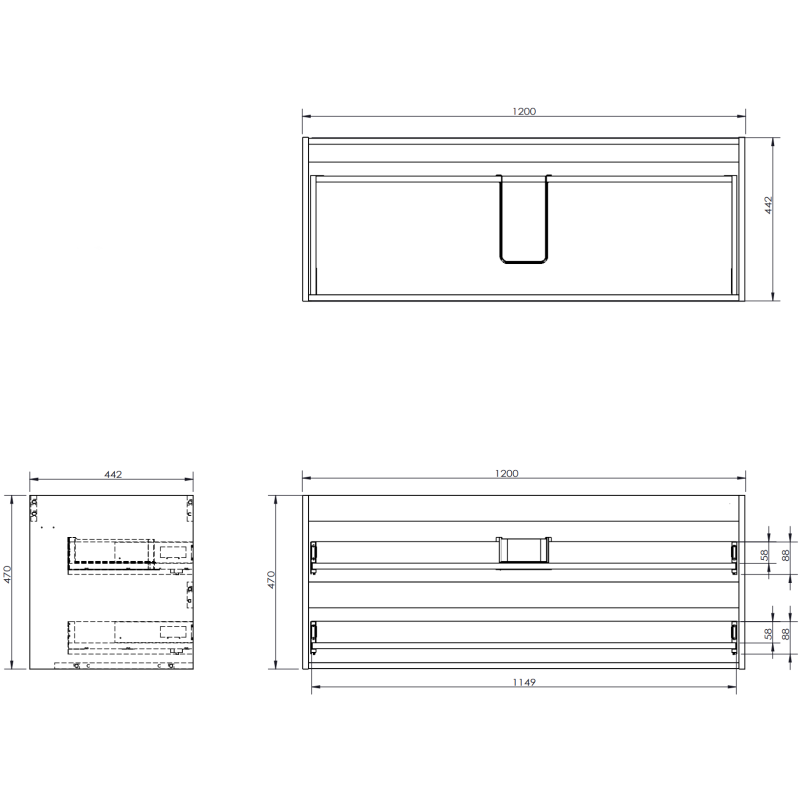 Mexen Orio kúpeľňová skrinka 120 cm s umývadlom Vela, 2 zásuvky, čierna mat - 91A10-12047-2-BFF71-W23M71