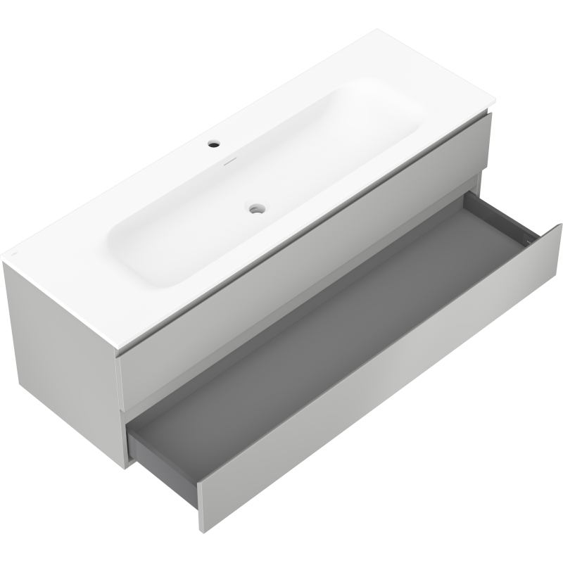 Mexen Orio kúpeľňová skrinka 140 cm s umývadlom Vela, 2 zásuvky, sivá matná/biela matná - 91A10-14047-2-BFF62-W23M01