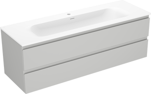 Mexen Orio kúpeľňová skrinka 140 cm s umývadlom Vela, 2 zásuvky, sivá matná/biela matná - 91A10-14047-2-BFF62-W23M01