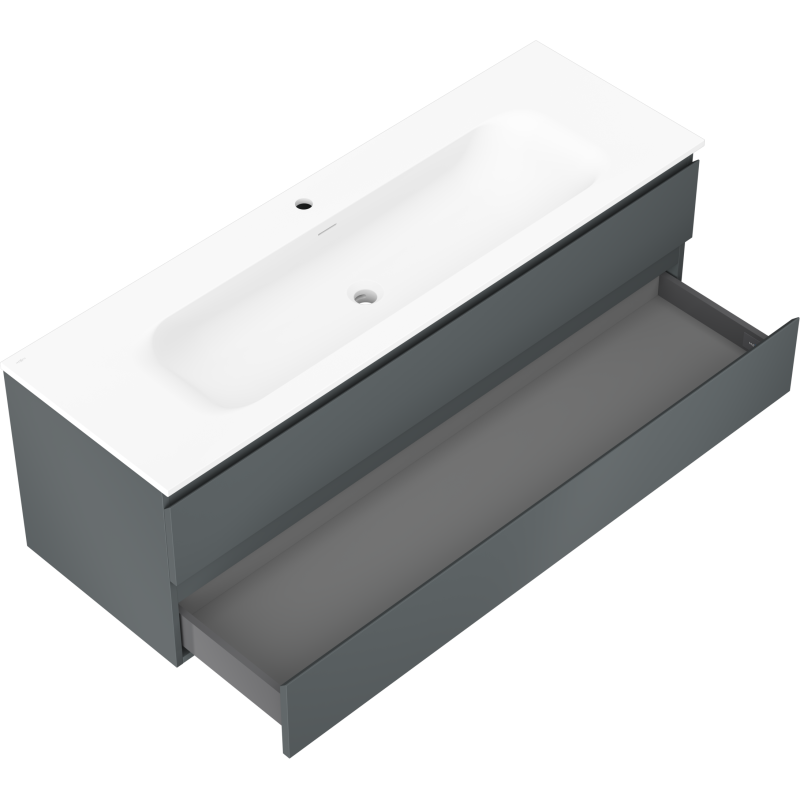 Mexen Orio kúpeľňová skrinka 140 cm s umývadlom Vela, 2 zásuvky, grafit mat/biela mat - 91A10-14047-2-BFF66-W23M01