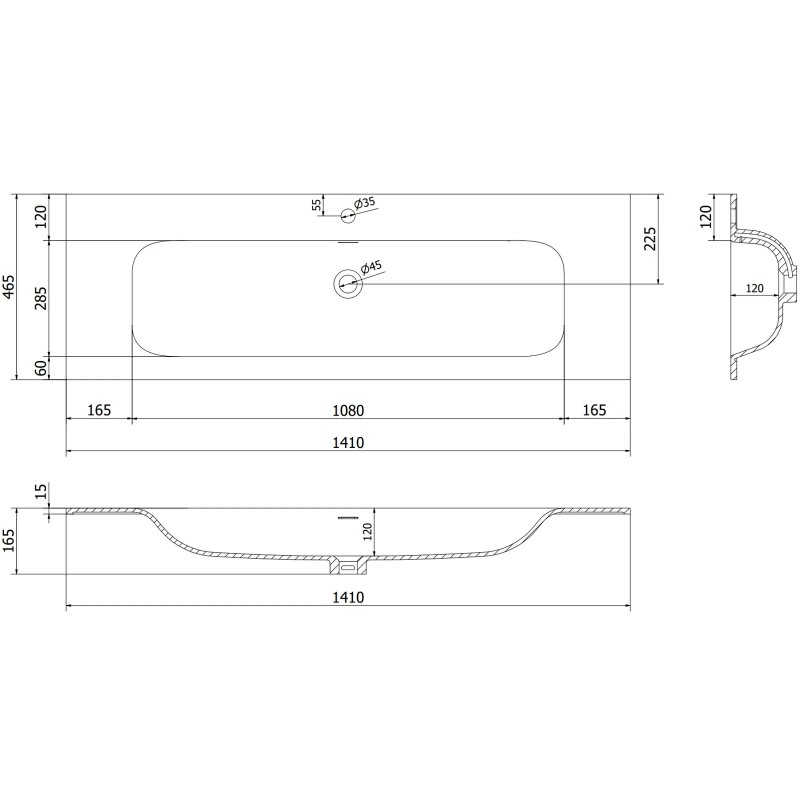 Mexen Orio kúpeľňová skrinka 140 cm s umývadlom Vela, 2 zásuvky, grafit mat/biela mat - 91A10-14047-2-BFF66-W23M01