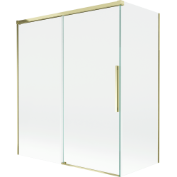 Mexen Rox dvojkrídlový posuvný vaňový paraván 140 + 70 x 150 cm, priehľadný, zlatý - 8C9-140-070-50-00