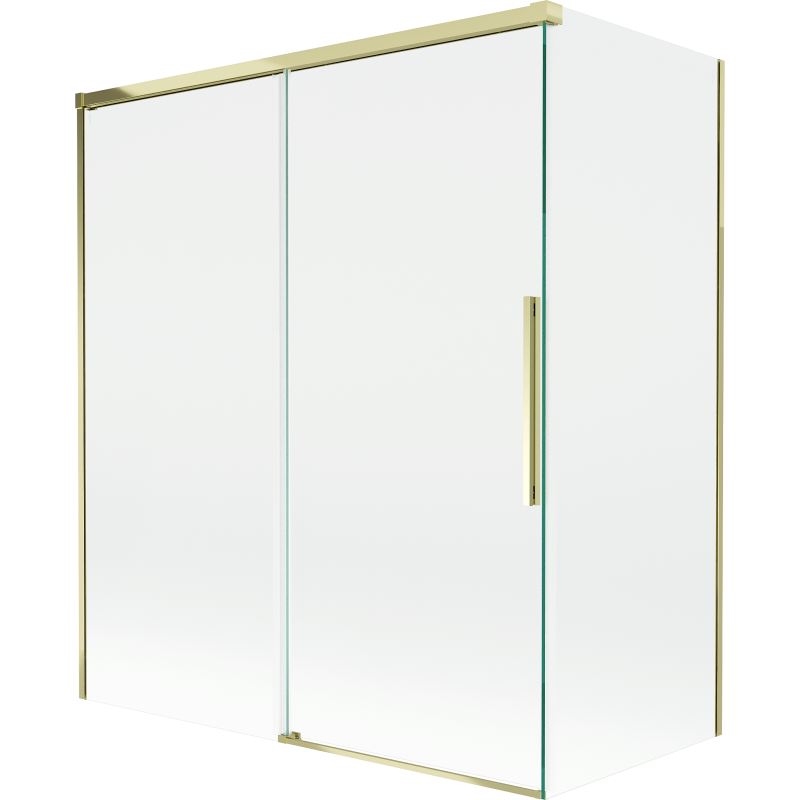 Mexen Rox paraván do vane, 2-skrídlový posuvný 140 + 70 x 150 cm, priehľadný, zlatý - 8C9-140-070-50-00