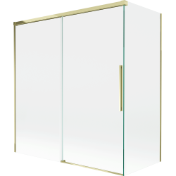 Mexen Rox paraván na vaňu 2-krídlový posuvný 150 + 70 x 150 cm, transparentný, zlatý - 8C9-150-070-50-00
