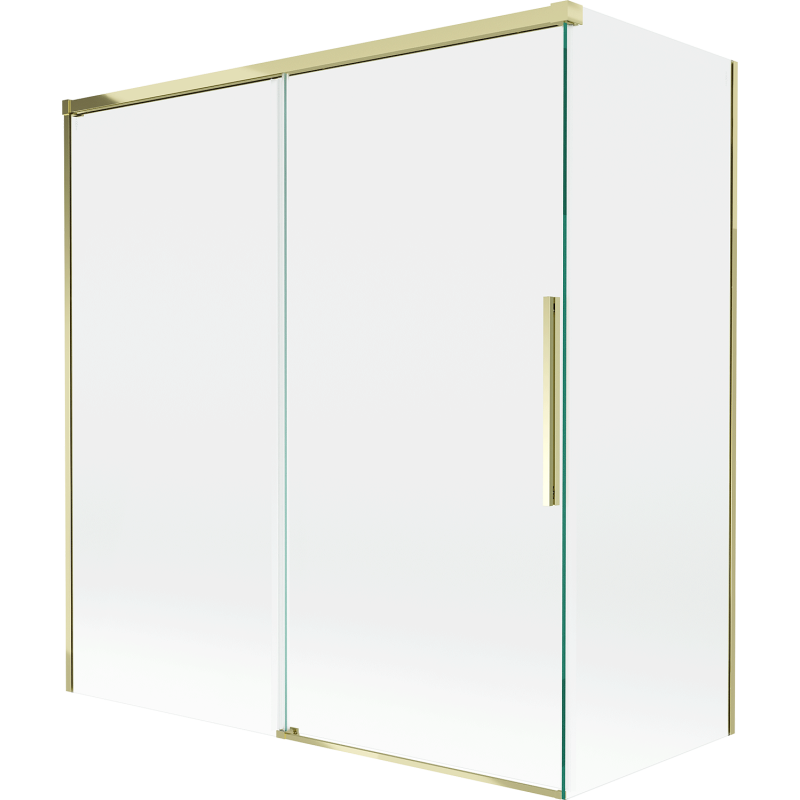 Mexen Rox dvojkrídlový zasúvací vanový paraván 150 + 70 x 150 cm, priehľadný, zlatý - 8C9-150-070-50-00