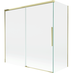 Mexen Rox dvojkrídlový naťahovací vaňový paravan 160 + 70 x 150 cm, priehľadný, zlatý - 8C9-160-070-50-00