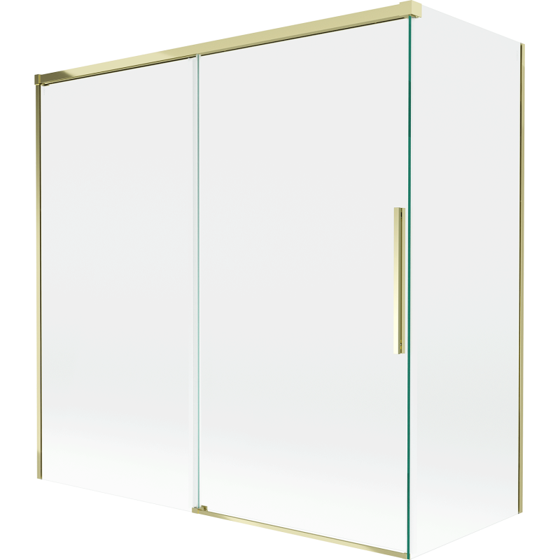 Mexen Rox sprchový záves 2-krídlový posuvný 160 + 70 x 150 cm, transparentný, zlatý - 8C9-160-070-50-00