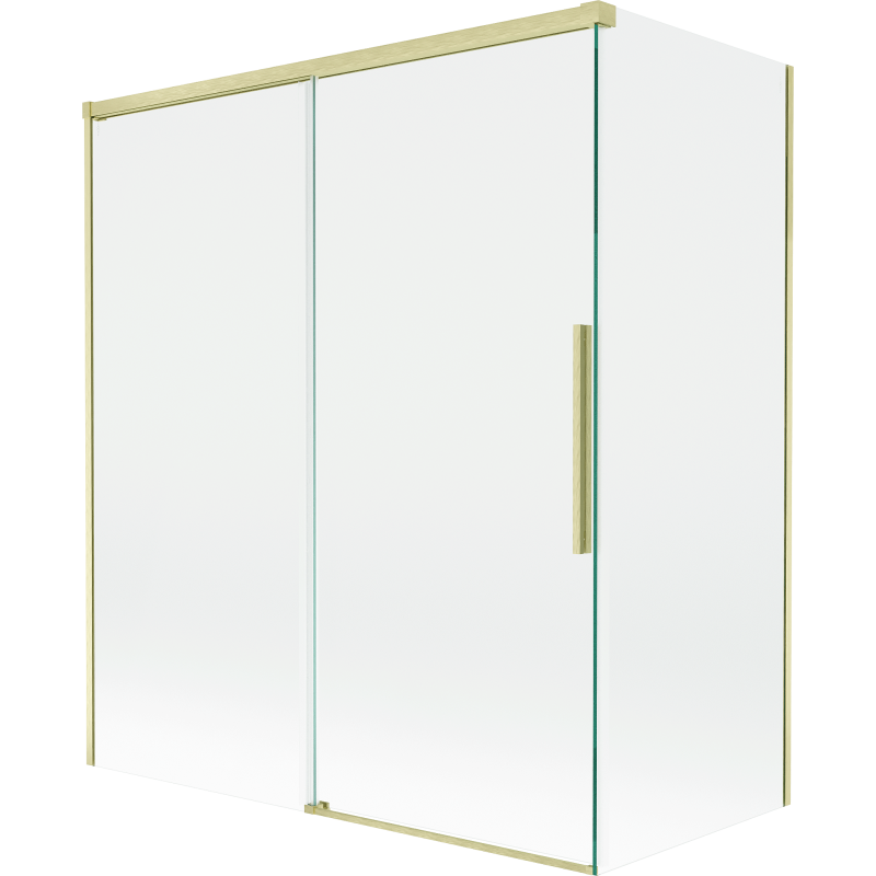 Mexen Rox dvojkrídlový posuvný vaničkový paraván 140 + 70 x 150 cm, transparentný, zlatý brúsený - 8C9-140-070-55-00