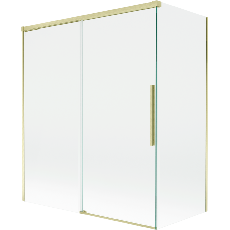 Mexen Rox dvojkrídlový posuvný vaničkový paraván 140 + 70 x 150 cm, transparentný, zlatý brúsený - 8C9-140-070-55-00