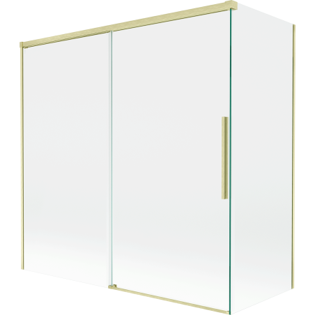 Mexen Rox vaňová zástena 2-krídlová posuvná 160 + 70 x 150 cm, transparentná, zlatá kartáčovaná - 8C9-160-070-55-00