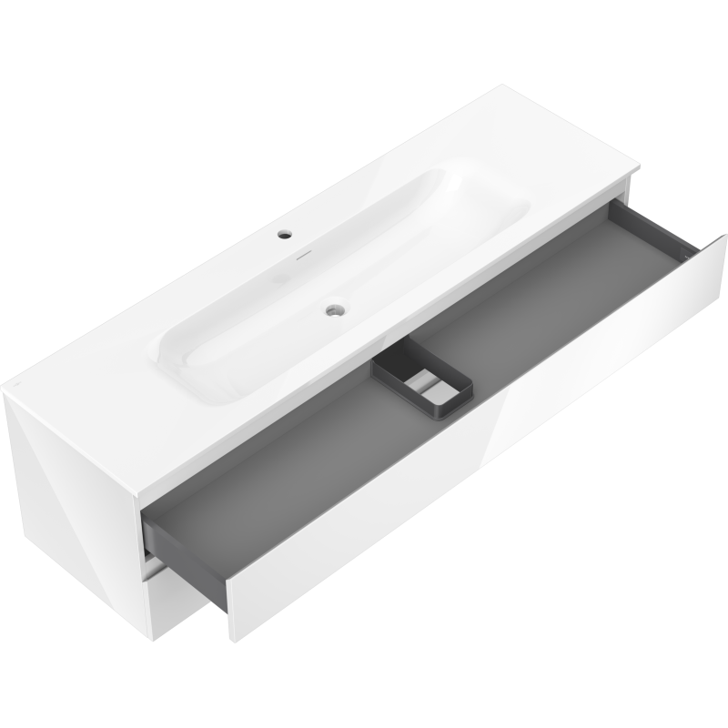 Mexen Orio kúpeľňová skrinka 160 cm s umývadlom Vela, 2 zásuvky, biely lesk - 91A10-16047-2-BFF00-W23M00