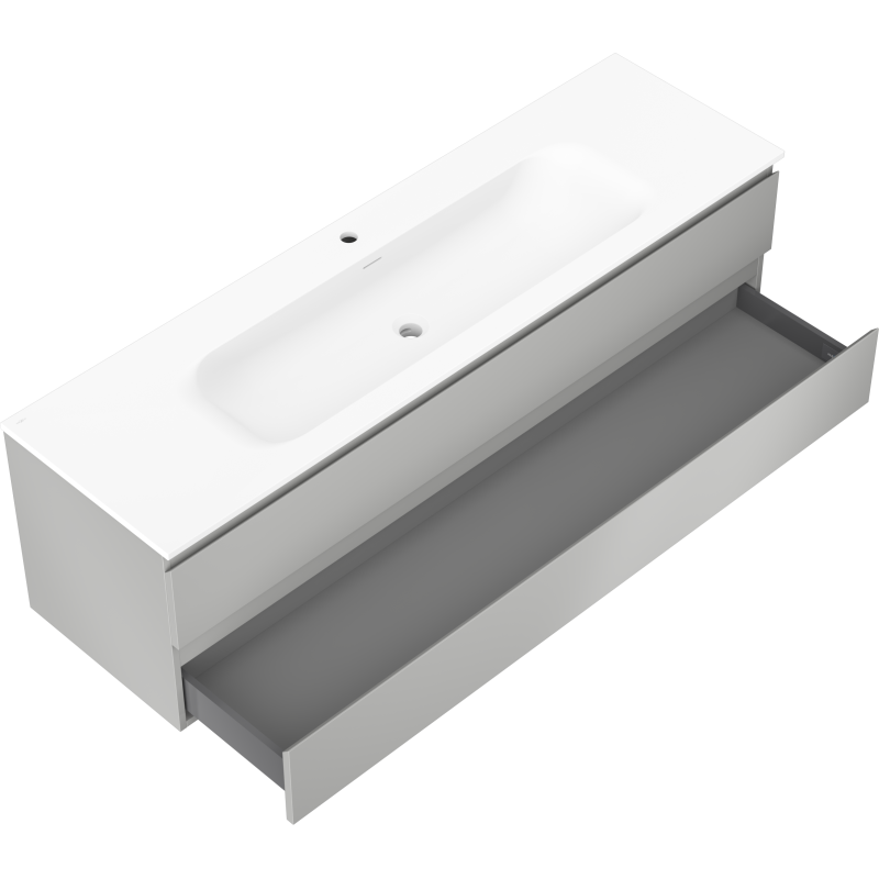 Mexen Orio kúpeľňová skrinka 160 cm s umývadlom Vela, 2 zásuvky, šedá matná/biela matná - 91A10-16047-2-BFF62-W23M01