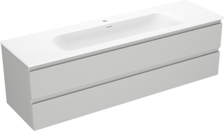 Mexen Orio kúpeľňová skrinka 160 cm s umývadlom Vela, 2 zásuvky, šedá matná/biela matná - 91A10-16047-2-BFF62-W23M01