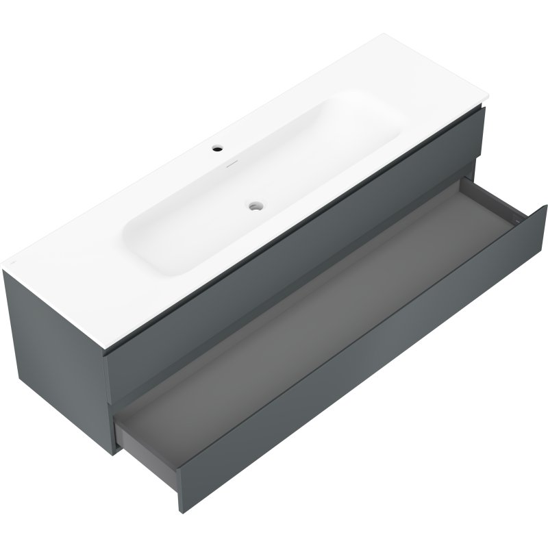 Mexen Orio kúpeľňová skrinka 160 cm s umývadlom Vela, 2 zásuvky, grafit mat/biela mat - 91A10-16047-2-BFF66-W23M01