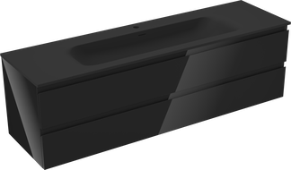 Mexen Orio kúpeľňová skrinka 160 cm s umývadlom Vela, 2 zásuvky, čierny lesk/čierny mat - 91A10-16047-2-BFF70-W23M71