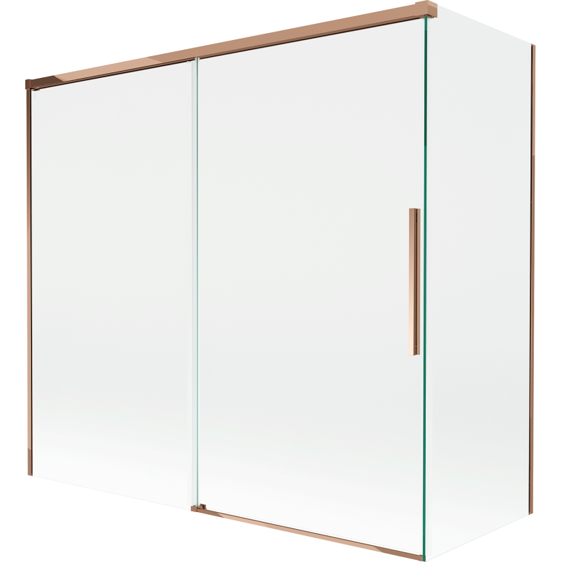 Mexen Rox vaňa paraván 2-krídlový posuvný 170 + 70 x 150 cm, transparentný, ružové zlato - 8C9-170-070-60-00