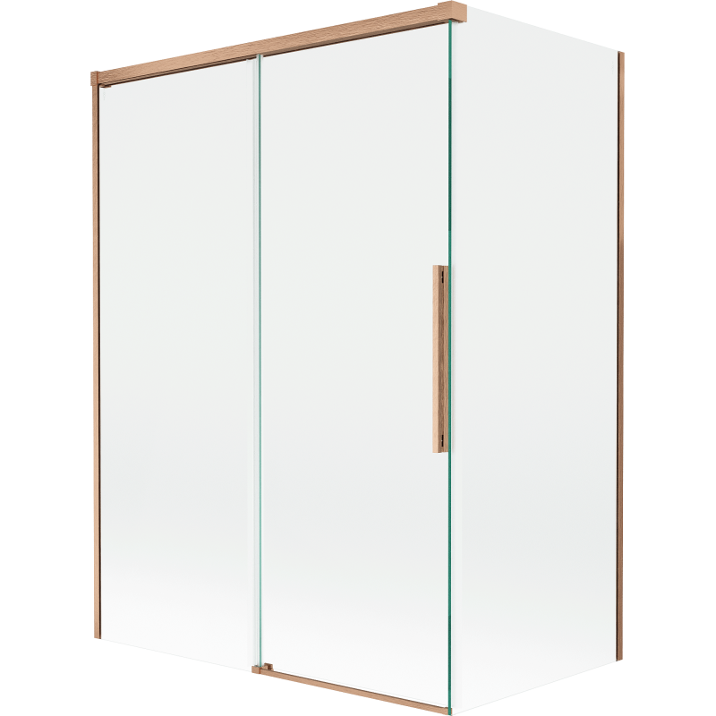 Mexen Rox paraván na vaňu, dvojkrídlový posuvný, 120 + 70 x 150 cm, transparentný, brúsená meď - 8C9-120-070-65-00