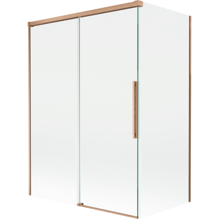 Mexen Rox paraván na vaňu, dvojkrídlový posuvný, 120 + 70 x 150 cm, transparentný, brúsená meď - 8C9-120-070-65-00