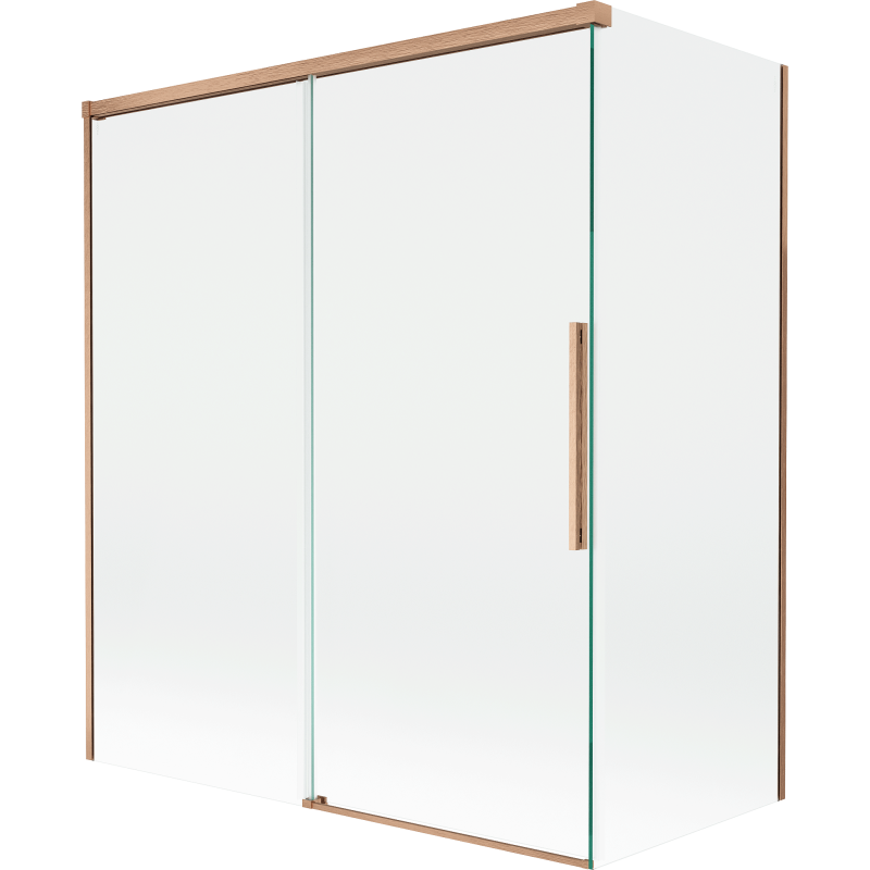 Mexen Rox sprchovací panel 2-krídlový posuvný 140 + 70 x 150 cm, transparentný, brúsená meď - 8C9-140-070-65-00