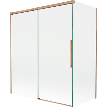 Mexen Rox sprchovací panel 2-krídlový posuvný 140 + 70 x 150 cm, transparentný, brúsená meď - 8C9-140-070-65-00