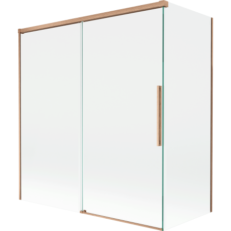 Mexen Rox sprchový záves dvojkrídlový posuvný 150 + 70 x 150 cm, transparentný, brúsená meď - 8C9-150-070-65-00