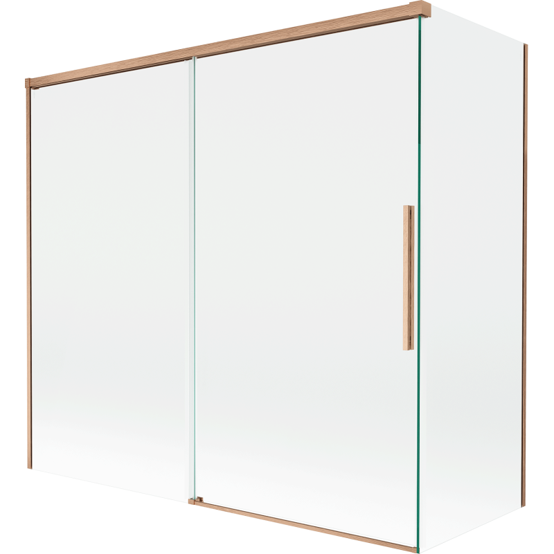 Mexen Rox paraván na vaňu 2-krídlový posuvný 170 + 75 x 150 cm, transparentný, brúsená meď - 8C9-170-075-65-00