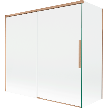 Mexen Rox paraván na vaňu 2-krídlový posuvný 170 + 75 x 150 cm, transparentný, brúsená meď - 8C9-170-075-65-00