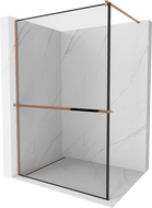 Mexen Kioto+ sprchová stena s poličkou Walk-in 120 x 200 cm, čierny rám, ružové zlato - 800-120-121-60-70
