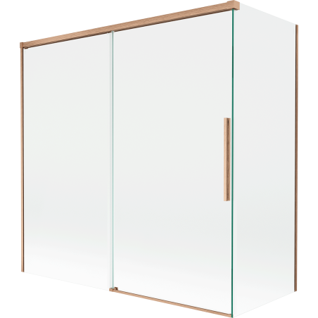 Mexen Rox sprchová zástena 2-krídlová posuvná 160 + 80 x 150 cm, transparentná, brúsená meď - 8C9-160-080-65-00