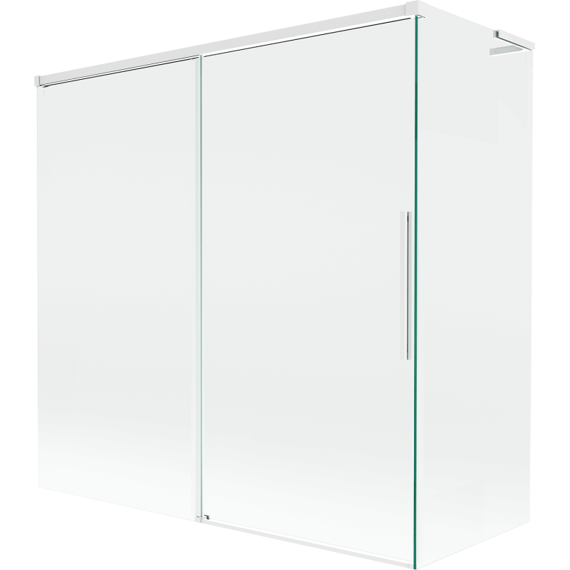 Mexen Rox L sprchový záves na vaňu 2-krídlový zasúvací 160 + 75 x 150 cm, transparentný, biely - 8C9L-160-075-20-00