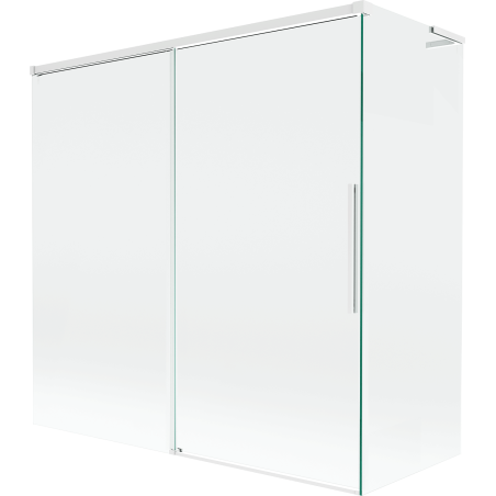 Mexen Rox L sprchový záves na vaňu 2-krídlový zasúvací 160 + 75 x 150 cm, transparentný, biely - 8C9L-160-075-20-00