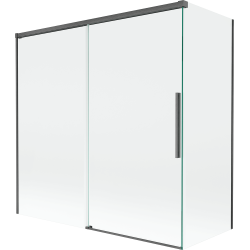 Mexen Rox sprchový záves, 2-krídlový zasúvací 160 + 70 x 150 cm, transparentný, kartáčovaný gun gray - 8C9-160-070-66-00