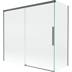 Mexen Rox sprchová zástenová súprava 2-dielna posuvná 170 + 80 x 150 cm, transparentná, kartáčovaná šedá - 8C9-170-080-66-00