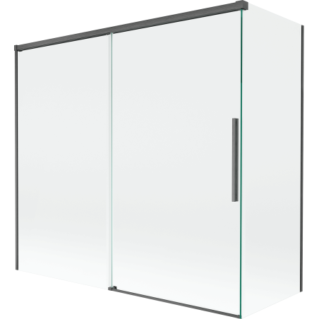 Mexen Rox sprchová zástenová súprava 2-dielna posuvná 170 + 80 x 150 cm, transparentná, kartáčovaná šedá - 8C9-170-080-66-00