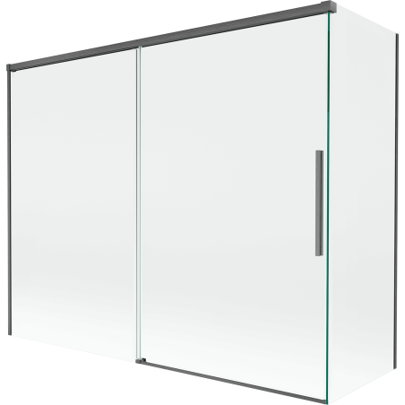 Mexen Rox sprchová zástena dvojkrídlová posuvná 190 + 90 x 150 cm, transparentná, kartáčovaná zbraňová šedá - 8C9-190-090-66-00