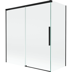 Mexen Rox dvojkrídlová posuvná vaňová zástenka 150 + 70 x 150 cm, priehľadná, čierna - 8C9-150-070-70-00