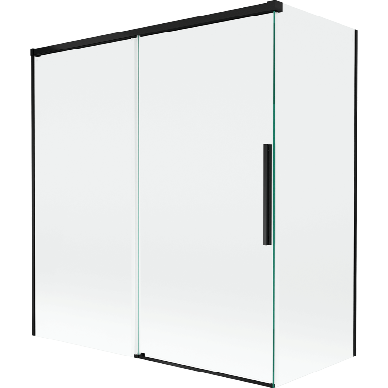 Mexen Rox dvojkrídlová posuvná vaňová zástenka 150 + 70 x 150 cm, priehľadná, čierna - 8C9-150-070-70-00